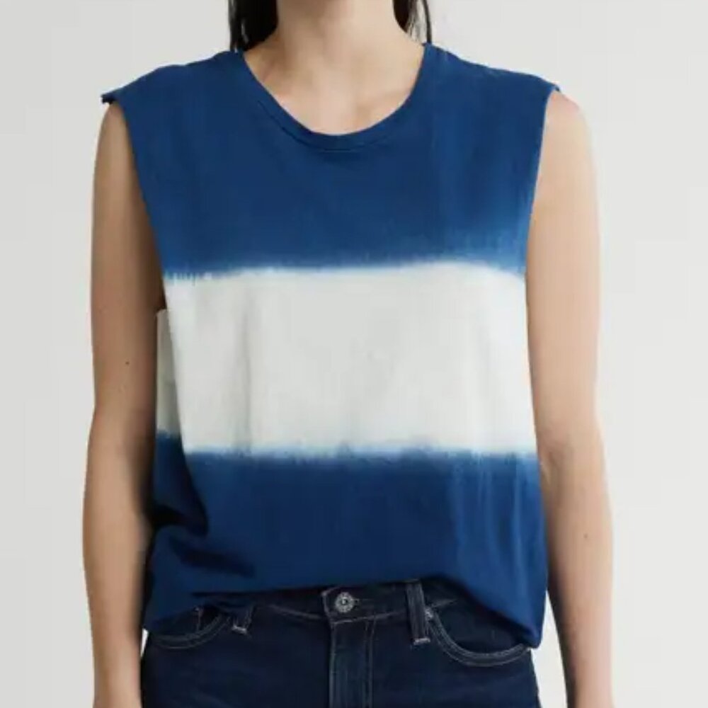 AG Adriano Goldschmied Loz Muscle Tank Tie Dye Blue/White Size: XS NWT